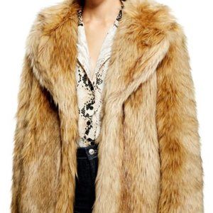 topshop camille faux fur coat jacket size 4